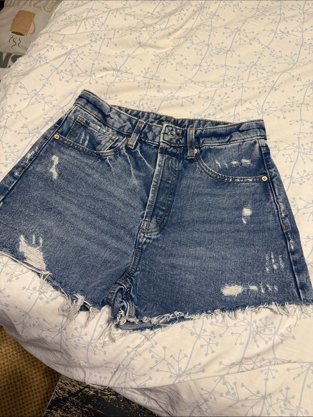 wild fable Distressed High-Rise Denim Shorts - Blue